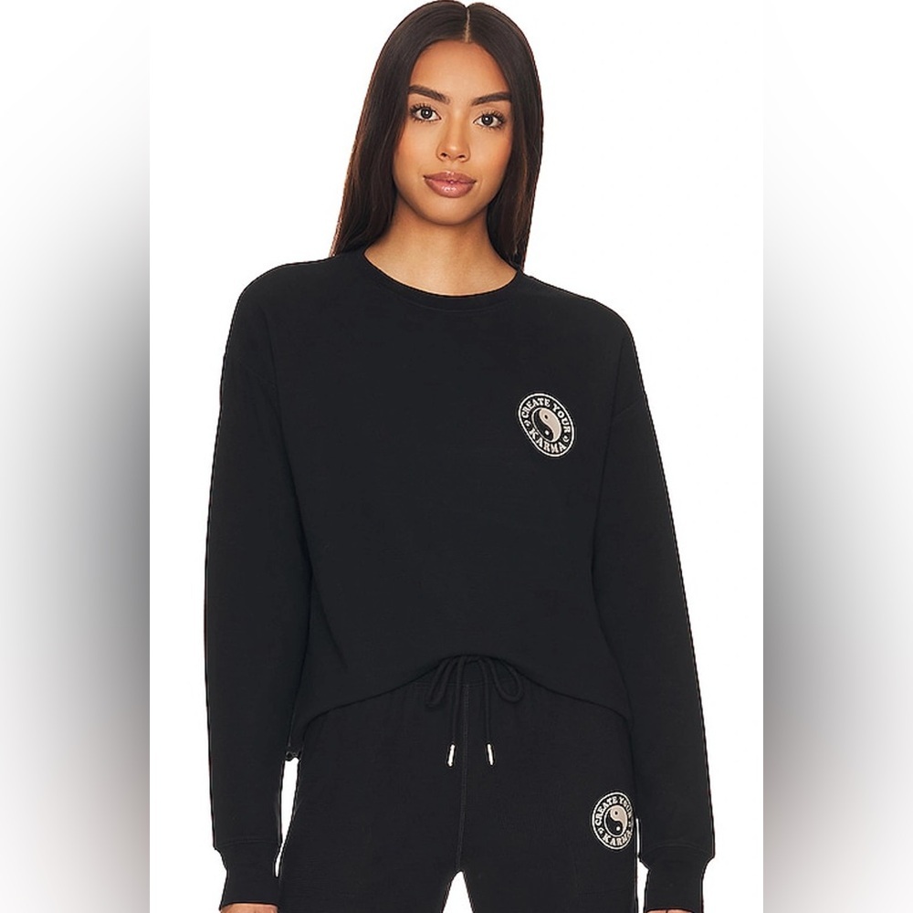 Spiritual Gangster Create Your Karma Black Long Sleeve Thermal Waffle Top